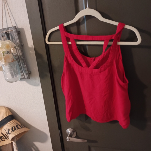 Red Button-Up Women's Top - Picture 3 of 5